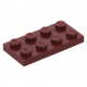 LEGO lapos elem 2x4, sötétpiros (3020)