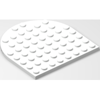 LEGO lapos elem 8x8 egyik oldalán lekerekített sarkokkal, fehér (41948)