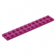 LEGO lapos elem 2x12, bíborvörös (2445)