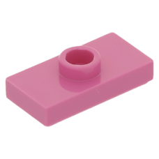 LEGO lapos elem 1 bütyökkel középen 1×2, sötét rózsaszín (15573)