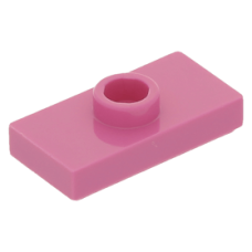 LEGO lapos elem 1 bütyökkel középen 1×2, sötét rózsaszín (15573)