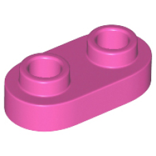 LEGO lapos elem 1x2 lekerekített tetején két lyukas bütyökkel, sötét rózsaszín (35480)