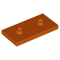 LEGO lapos elem 2×4 2 bütyökkel középen, sötét narancssárga (65509)
