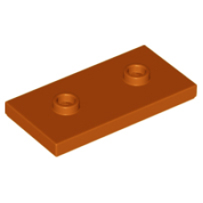LEGO lapos elem 2×4 2 bütyökkel középen, sötét narancssárga (65509)