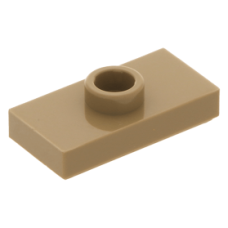 LEGO lapos elem 1 bütyökkel középen 1×2, sötét sárgásbarna (15573)