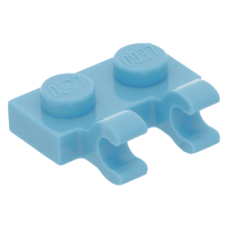 LEGO lapos elem 1x2 2 db fogóval, közép azúrkék (60470b)