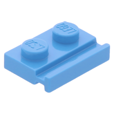 LEGO lapos elem 1x2 egyik oldala mentén ajtósínnel, sötét azúrkék (32028)