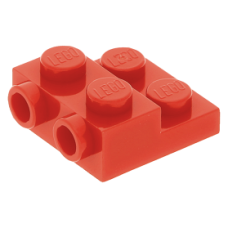 LEGO lapos elem 2x2x2/3 oldalán két bütyökkel, piros (99206)