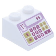 LEGO tetőelem 45°-os 2×2 pénztárgép mintával, fehér (24566)