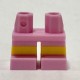 LEGO láb rövid sárga csík mintával, világos rózsaszín (16709)