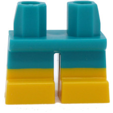 LEGO láb rövid, sötét türkizkék-sárga (37679)