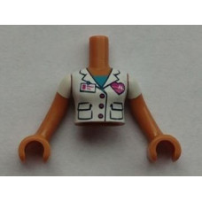 LEGO Friends felsőtest orvosi köpeny mintával, középsötét testszínű (92816)