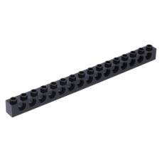Eredeti, új LEGO technic kocka lyukakkal 1×16, fekete (3703) - a működő szerkezetekhez
