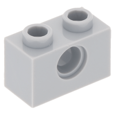 Eredeti, új LEGO technic kocka lyukkal 1 × 2, világosszürke (3700) - a működő szerkezetekhez