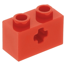 LEGO technic kocka tengely lyukkal 1 × 2, piros (32064)