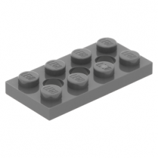 LEGO technic lapos elem 2×4 3 lyukkal, sötétszürke (3709)