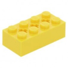LEGO technic kocka 2×4 tetején 3 db tengely-csatlakozóval, sárga (39789)