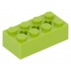 LEGO technic kocka 2×4 tetején 3 db tengely-csatlakozóval, lime (39789)