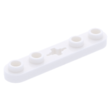 LEGO technic lapos elem 1×5 4 bütyökkel középen tengely csatlakozóval, fehér (32124)