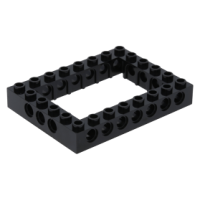 LEGO technic kocka 6x8 lyukakkal középen nyitott, fekete (32532)