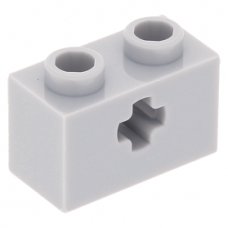 LEGO technic kocka tengely lyukkal 1 × 2, világosszürke (32064)