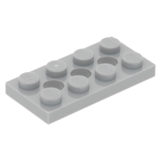 LEGO technic lapos elem 2×4 3 lyukkal, világosszürke (3709)