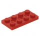 LEGO technic lapos elem 2×4 3 lyukkal, piros (3709)