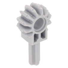 Eredeti, új LEGO technic fogaskerék 8 fogas 1.5 hosszú tengellyel és pin csatlakozóval, világosszürke (24014) - a működő szerkezetekhez