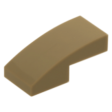 LEGO tetőelem íves 2×1, sötét sárgásbarna (11477)