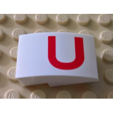 LEGO tetőelem íves 3×2 'U' betű mintával, fehér (34960)