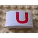 LEGO tetőelem íves 3×2 'U' betű mintával, fehér (34960)