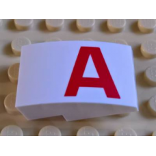 LEGO tetőelem íves 3×2 'A' betű mintával, fehér (34962)