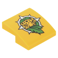 LEGO tetőelem íves 2×2 leopárd fej és levél mintával, világos narancssárga (31587)