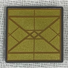 LEGO útjelző tábla 2×2 fogóval gyémánt arany háromszögek mintával, sötétszürke (67670)