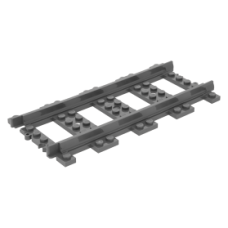 Eredeti, új LEGO sín vonathoz egyenes 16×8, sötétszürke (53401) - speciális jármű alkatrész