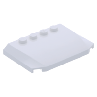 LEGO ék 4×6×2/3 íves tetején négy bütyökkel, fehér (52031)
