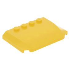 LEGO ék 4×6×2/3 íves tetején négy bütyökkel, sárga (52031)