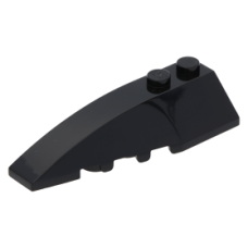 LEGO ék/szárny 6×2 íves tetején kettő bütyökkel balos, fekete (41748)