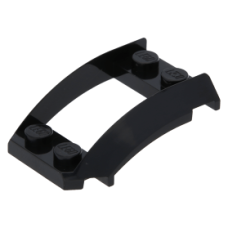 LEGO ék 4×3 íves középen nyitott tetején két-két bütyökkel, fekete (47755)