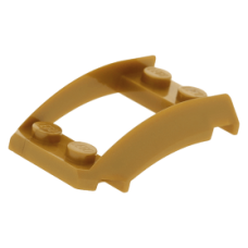 LEGO ék 4×3 íves középen nyitott tetején két-két bütyökkel, gyöngyház arany (47755)