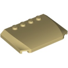 LEGO ék 4×6×2/3 íves tetején négy bütyökkel, sárgásbarna (52031)