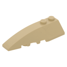 LEGO ék/szárny 6×2 íves tetején kettő bütyökkel balos, sárgásbarna (41748)