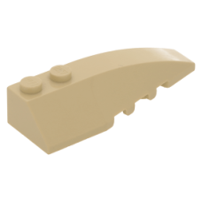 LEGO ék/szárny 6×2 íves tetején kettő bütyökkel jobbos, sárgásbarna (41747)