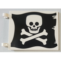 LEGO zászló 6×4 csontvázfej mintás (Jolly Roger), fekete-fehér (69437)