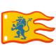LEGO zászló szövet 8×5 oroszlános mintával, sárga (100728)