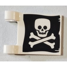 LEGO zászló csontvázfej és csont mintával 2×2 (Jolly Roger), fehér (69439)