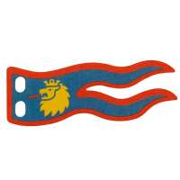 LEGO zászló szövet 8×3 oroszlános mintával, sárga (100731)