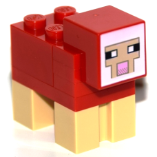 LEGO Minecraft bárány, piros (minesheep05)